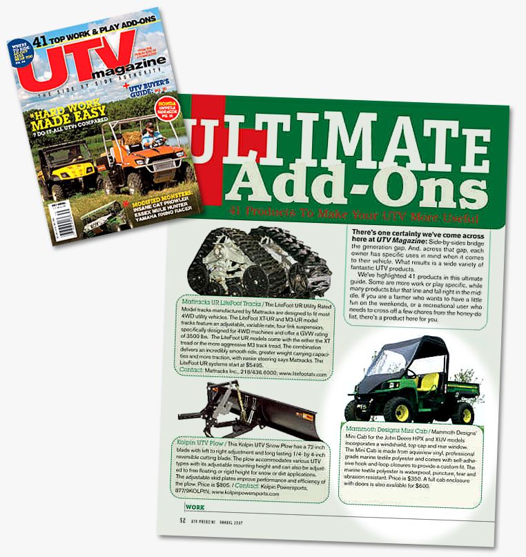 UTV Magazine Article about UTV cab Enclosures