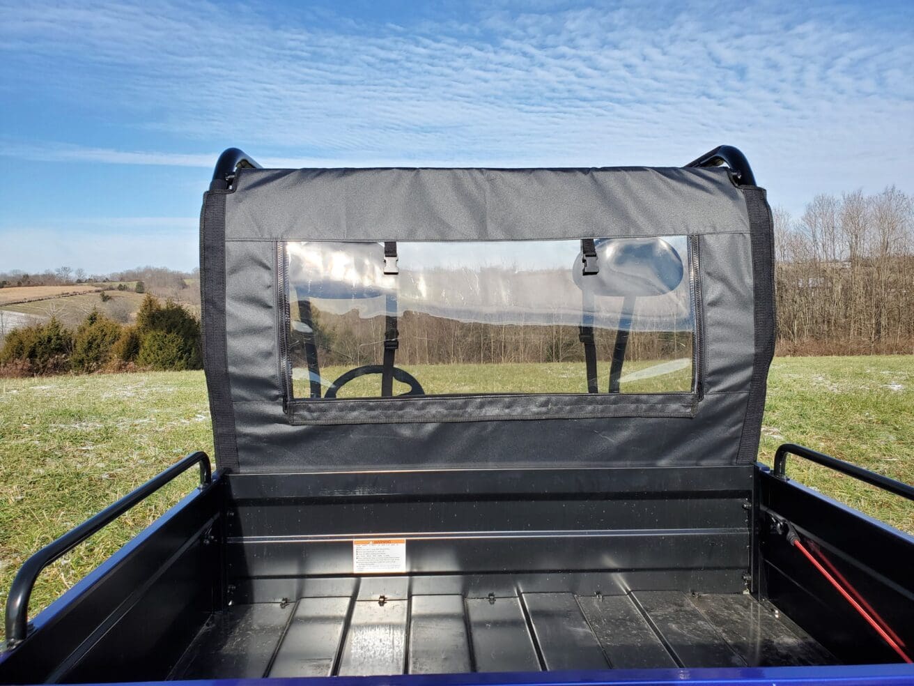 A view of the back end of an atv.
