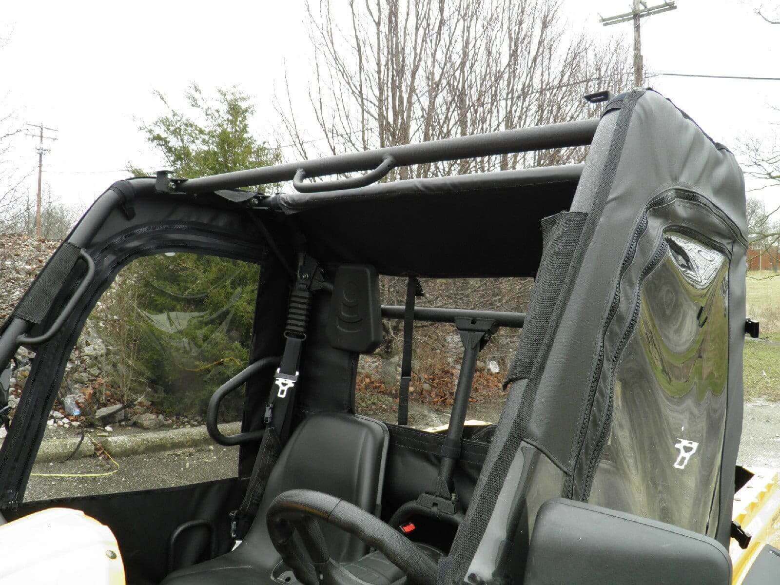 A view of the back of an atv.