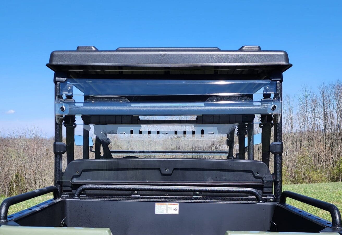 A view of the back end of an open truck.