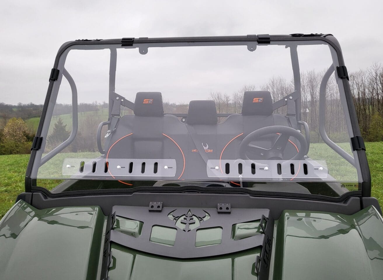 A close up of the back end of an atv.