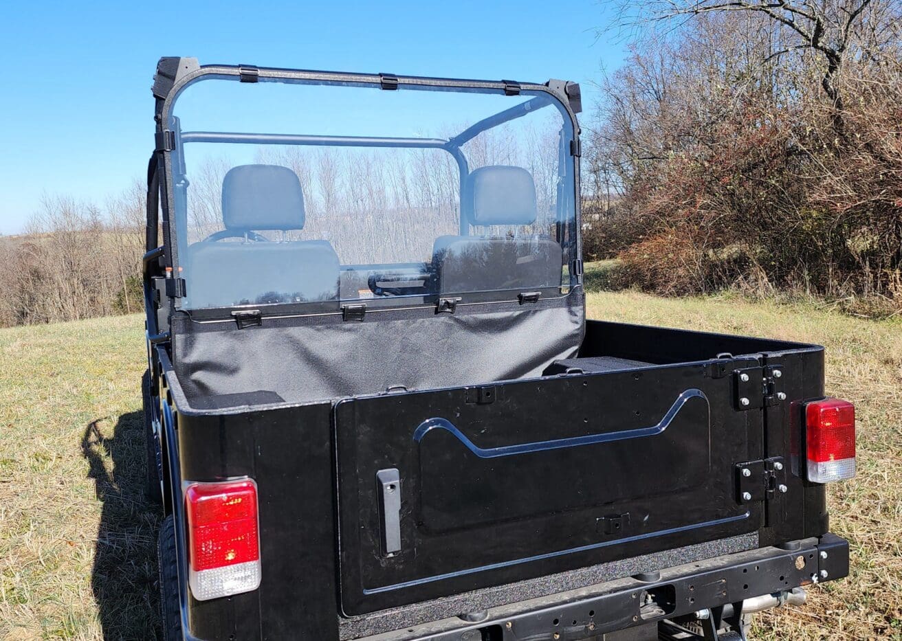 A back view of the back end of an atv.