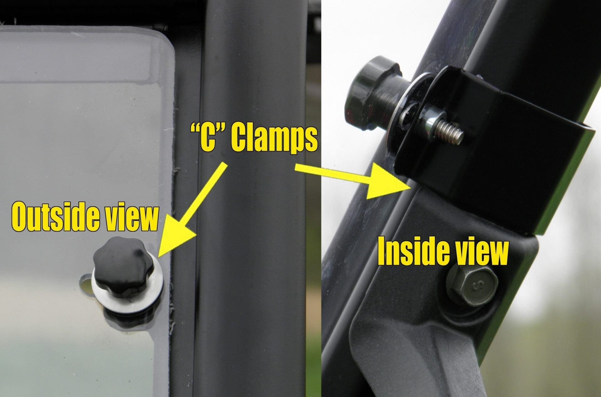 A close up of the side view and inside view of a camera.