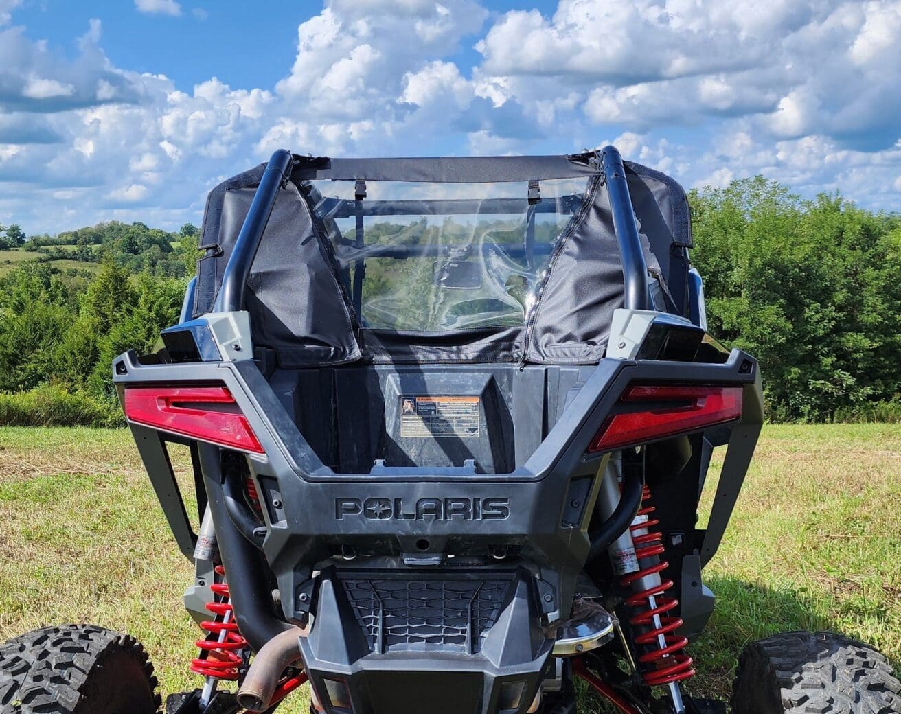 A back view of the rear end of a polaris rzr xp 1 0 0 0.