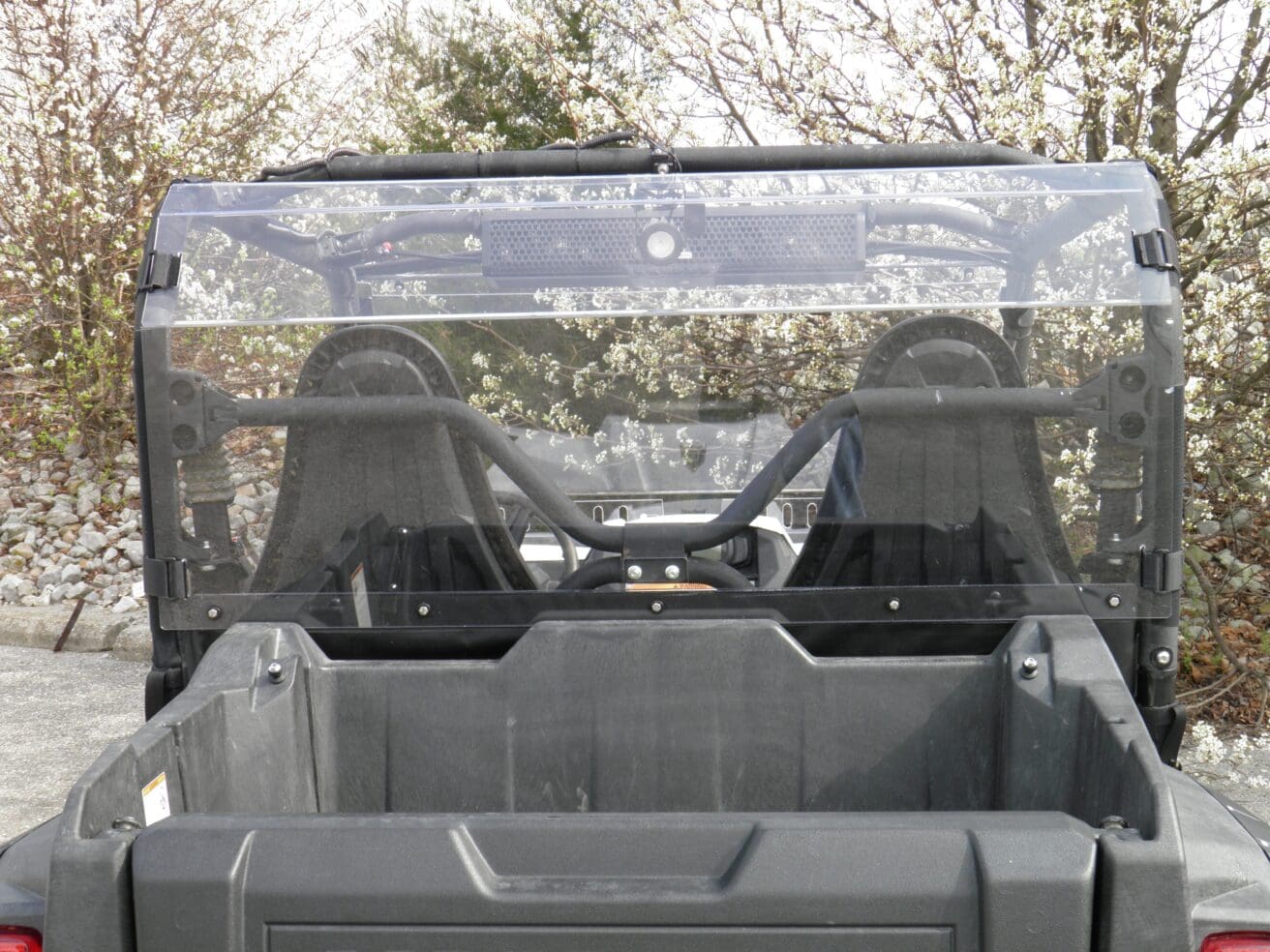 A view of the back end of an atv.