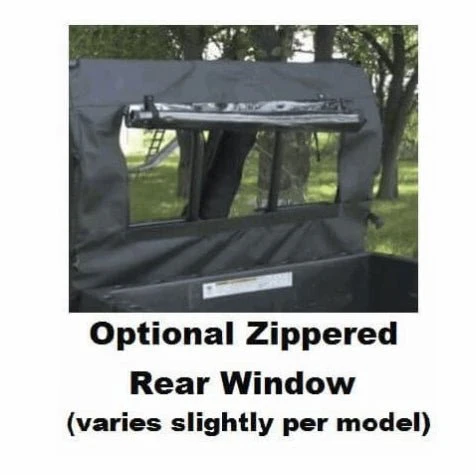 Optional zippered rear window on vehicle.