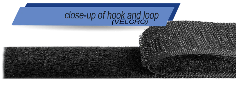 Close-up of black hook and loop fastener.