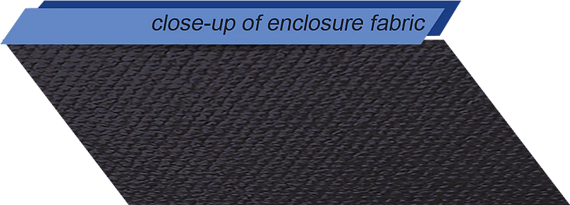 Close-up of black enclosure fabric texture.