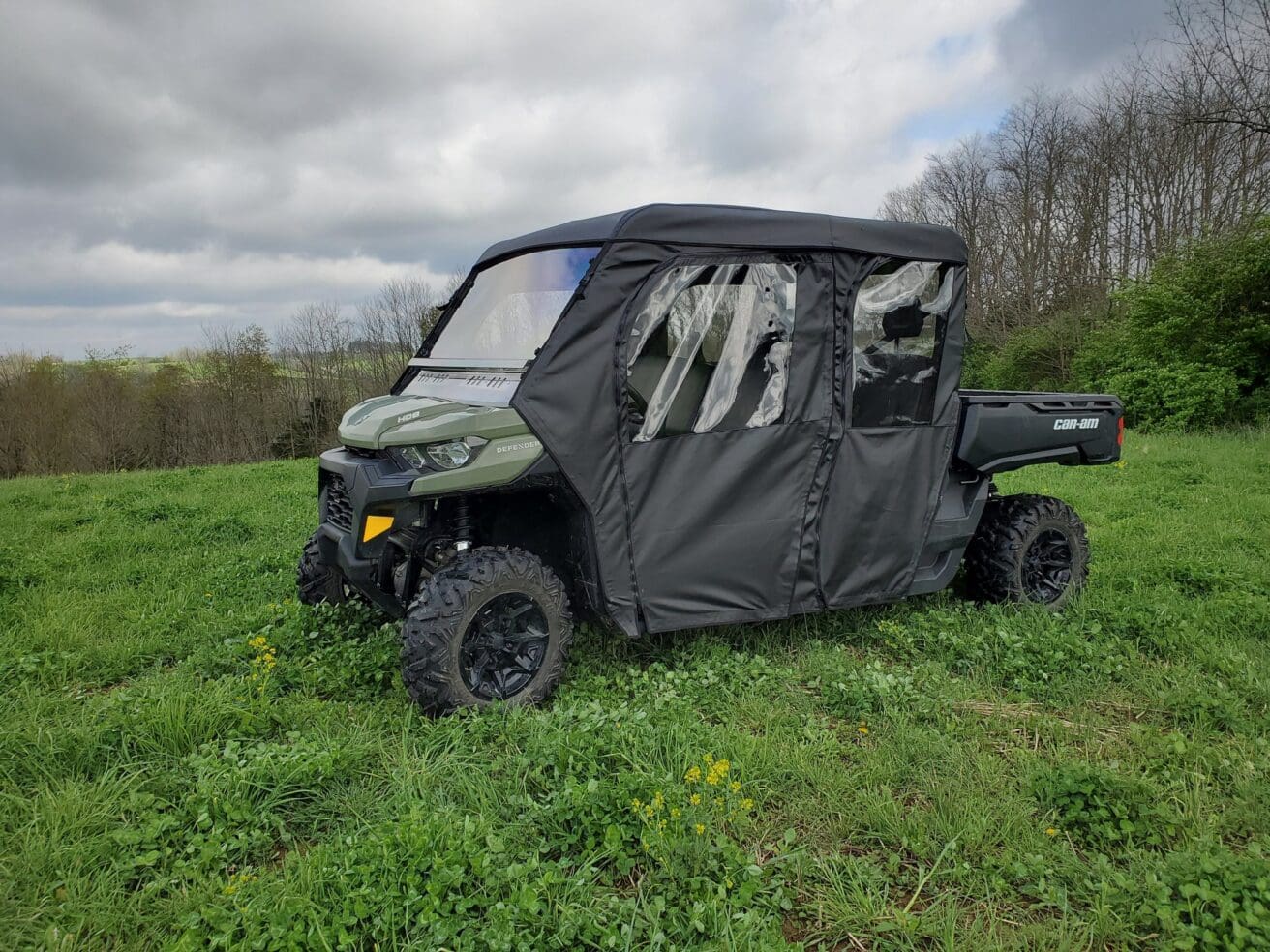 All-terrain vehicle with black fabric cover.