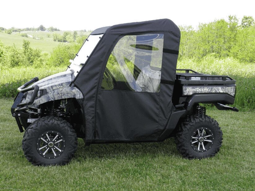 Off-road vehicle with protective black cover.