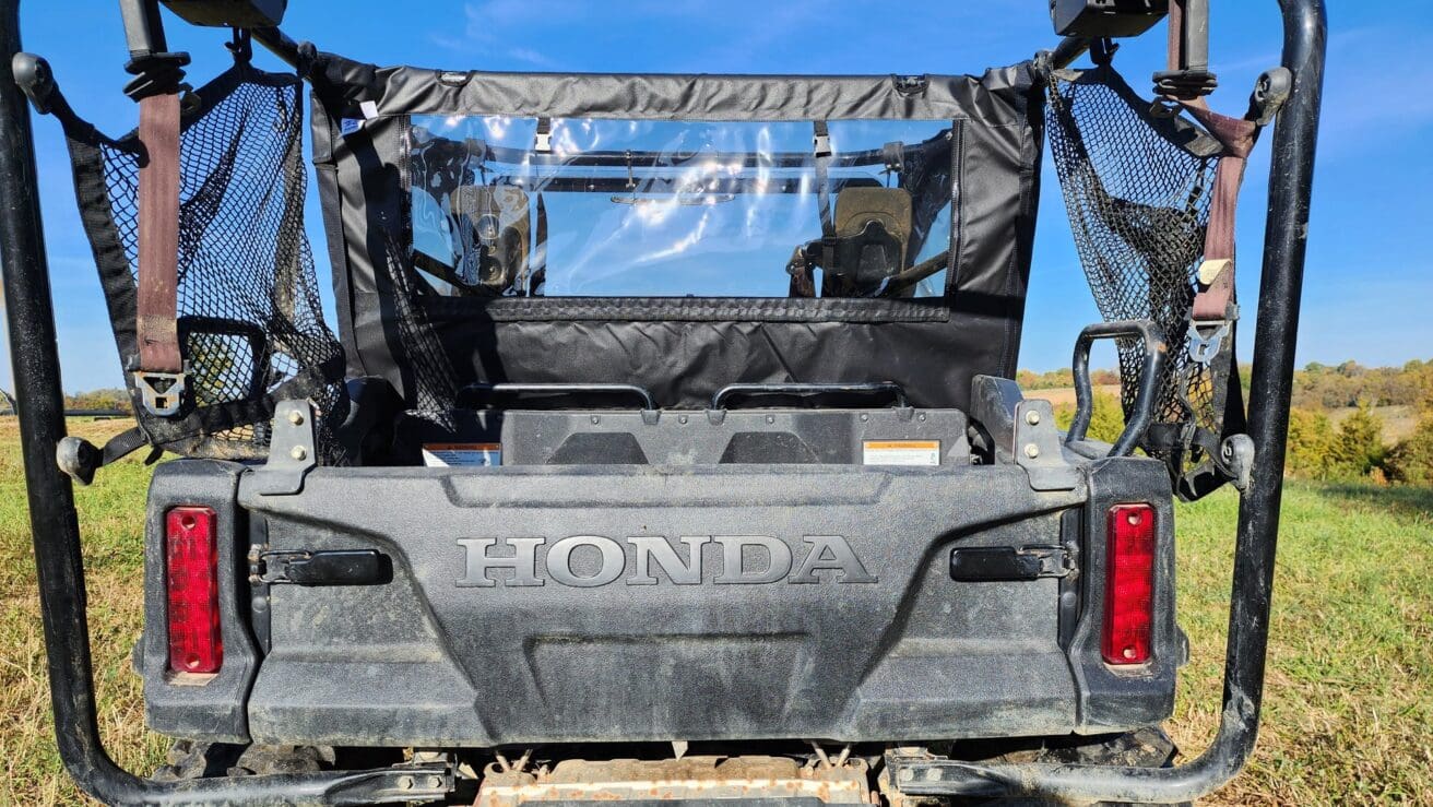 Rear view of a Honda utility vehicle.