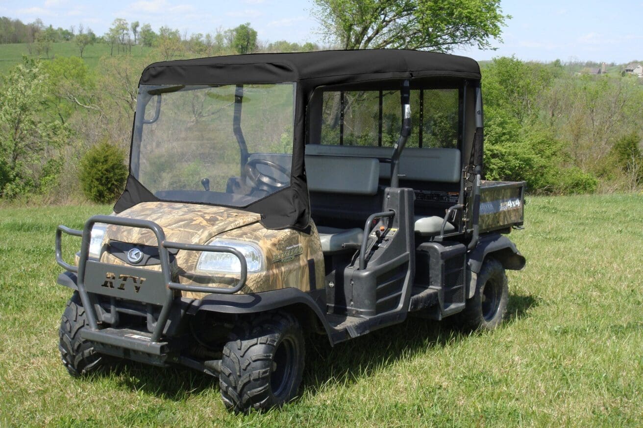 Camouflaged RTV with black cab enclosure.