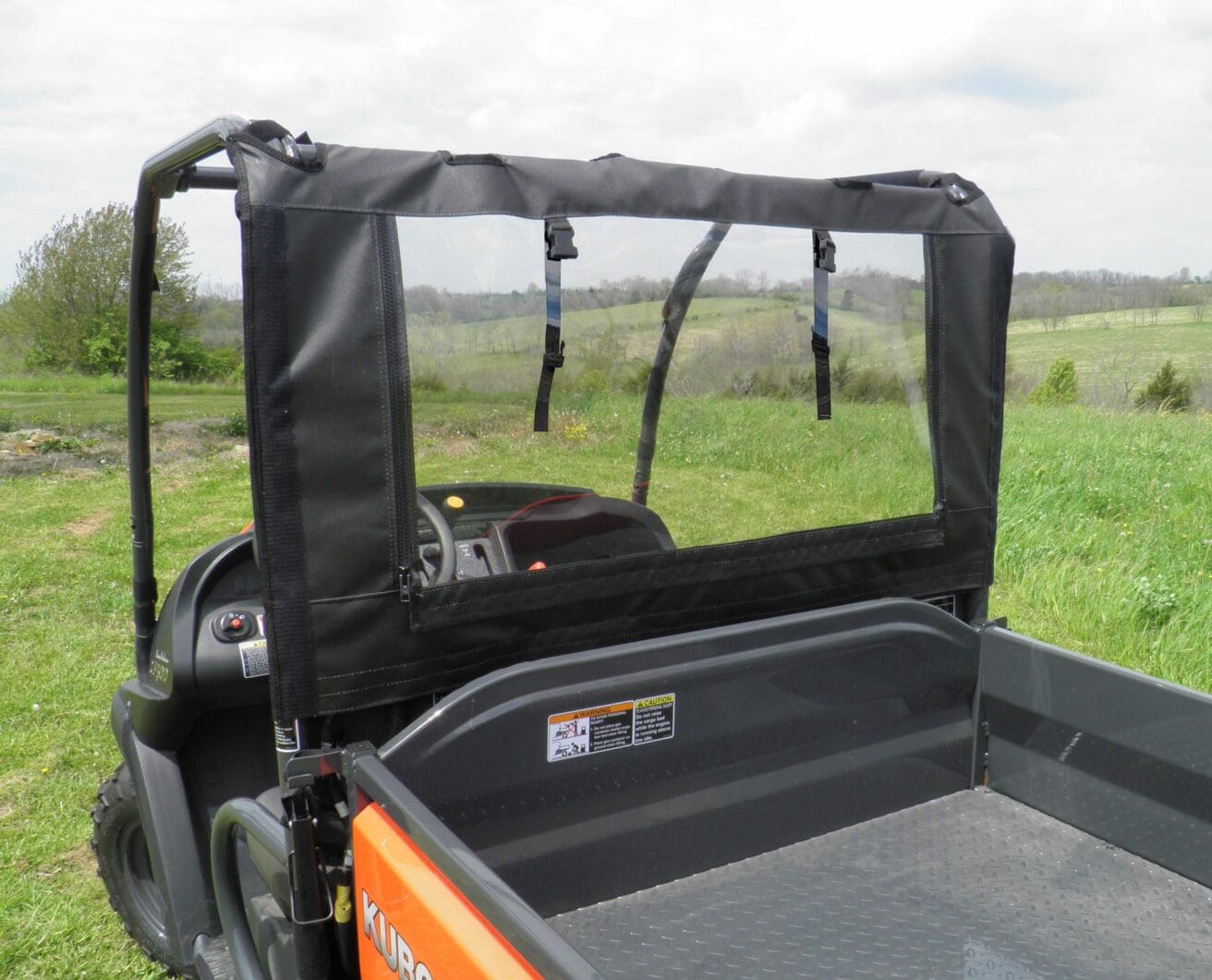 UTV rear window with clear panel.