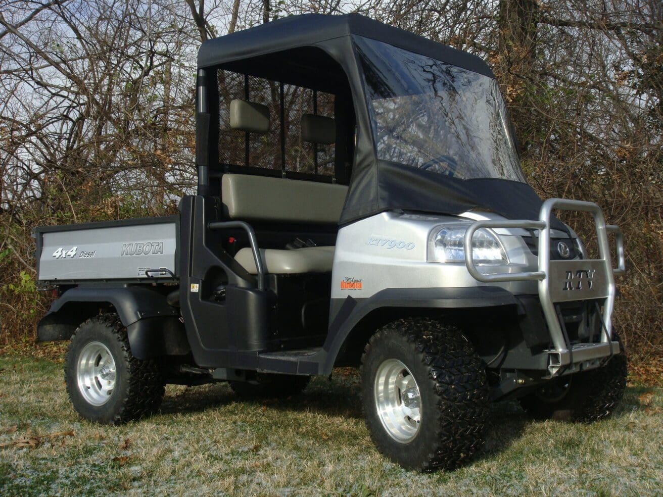 Silver Kubota RTV900 utility vehicle.