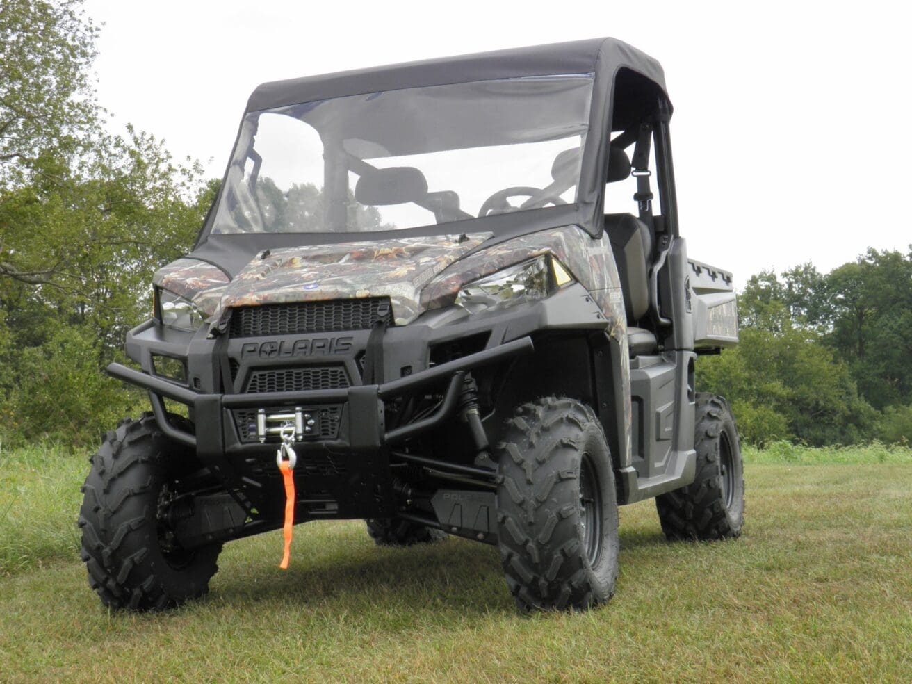 Black Polaris Ranger utility vehicle.