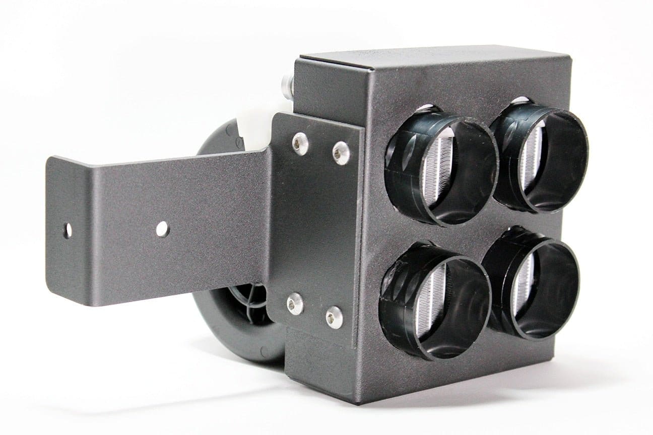 Black vehicle heater with four vents.