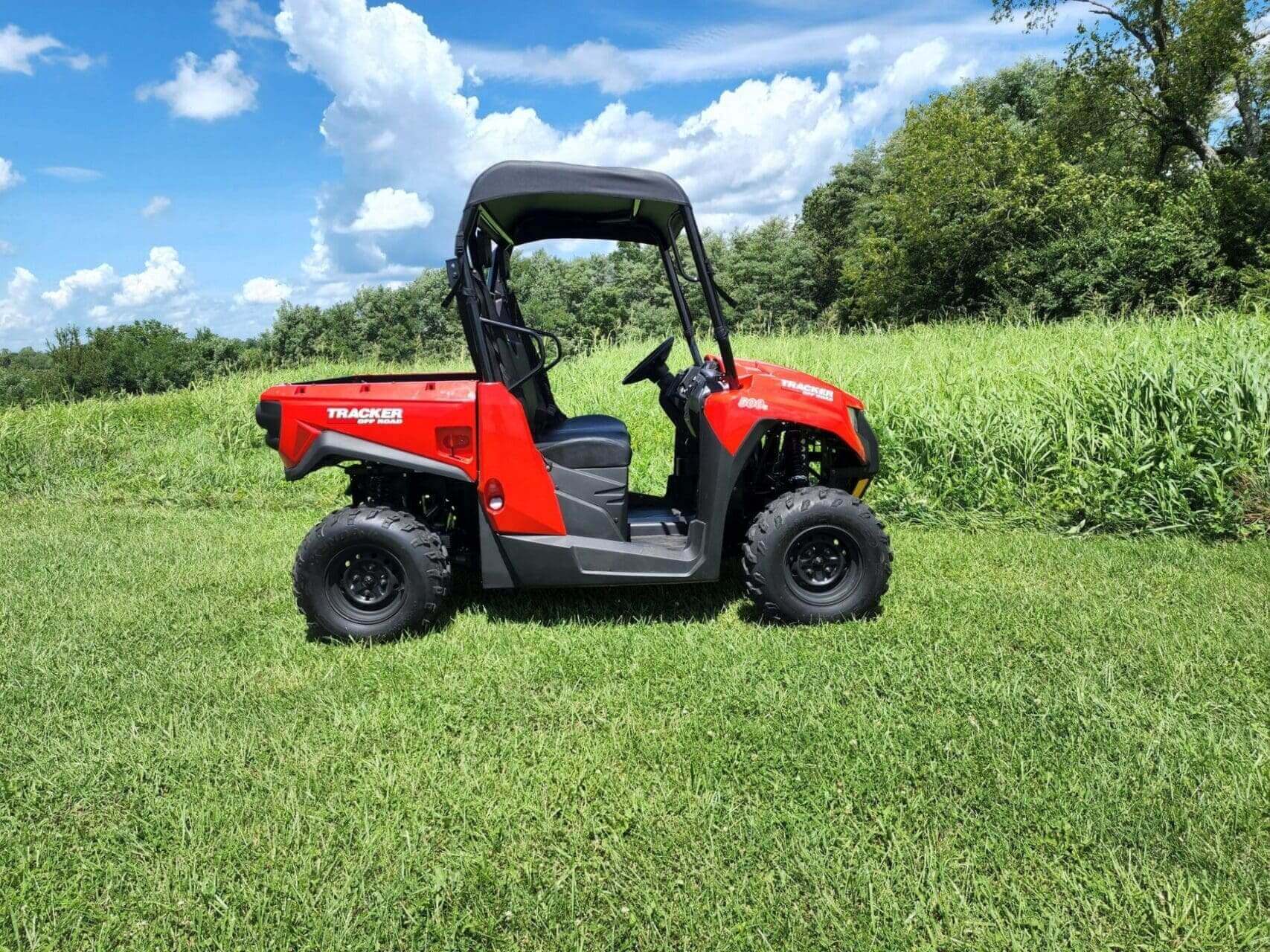 Red Tracker off-road utility vehicle.