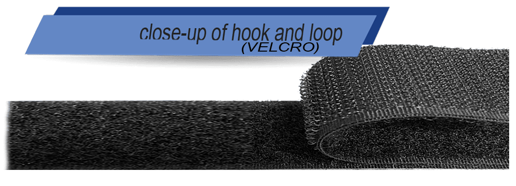 Black hook and loop fastener closeup.