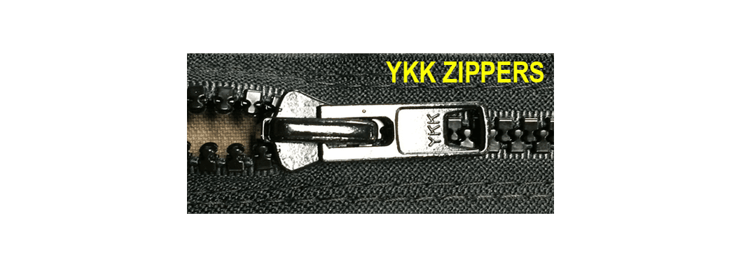 Here's an alt tag for the image: YKK zippers close-up.