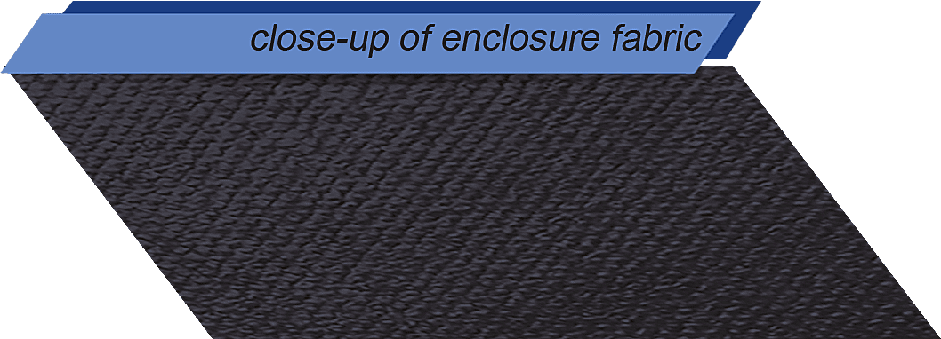 Close-up of dark enclosure fabric.