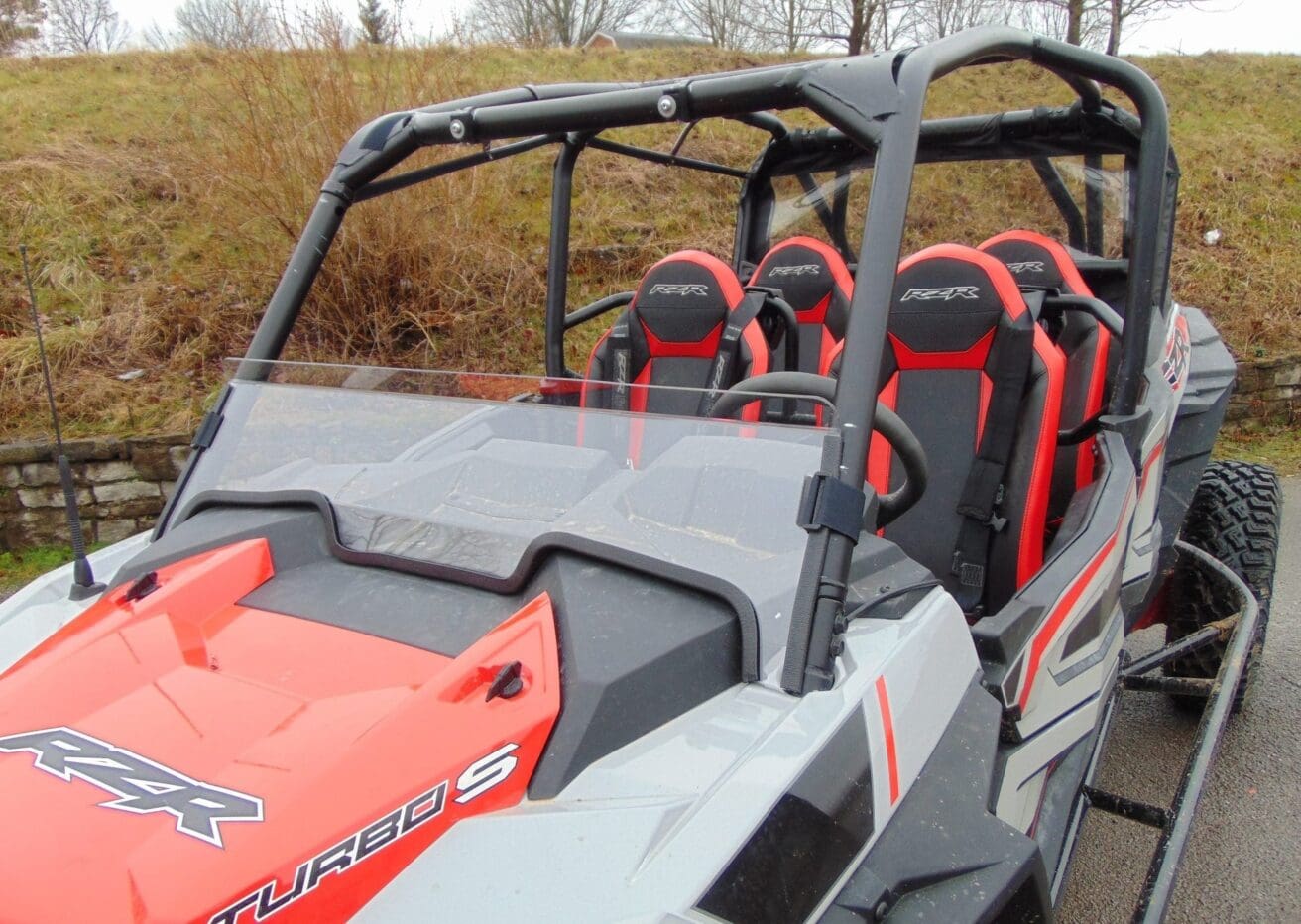 Polaris RZR Turbo S with windshield.