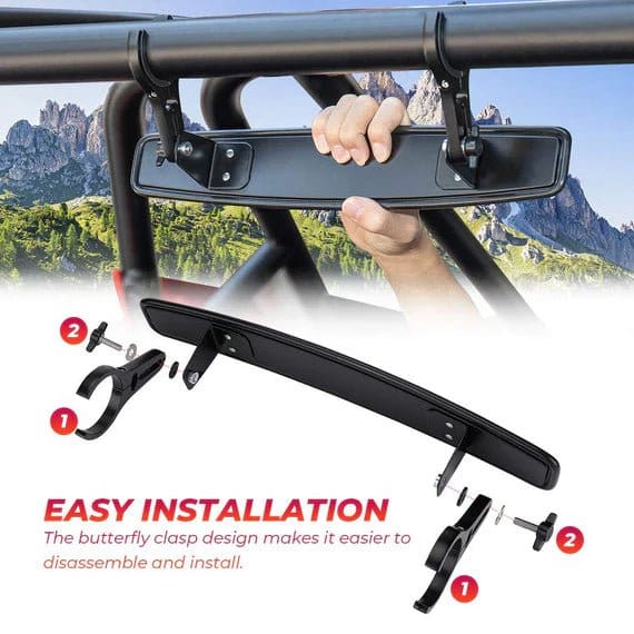 15" UTV Race Convex Center Mirror with 3/4 1.75" or 2" Clamps - Image 6