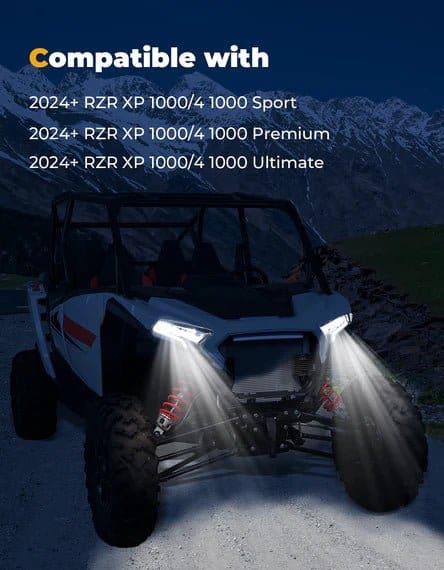 24W LED Headlight Waterproof Front Light for Polaris RZR XP 1000 / 4 1000 2024-2025 - Image 5