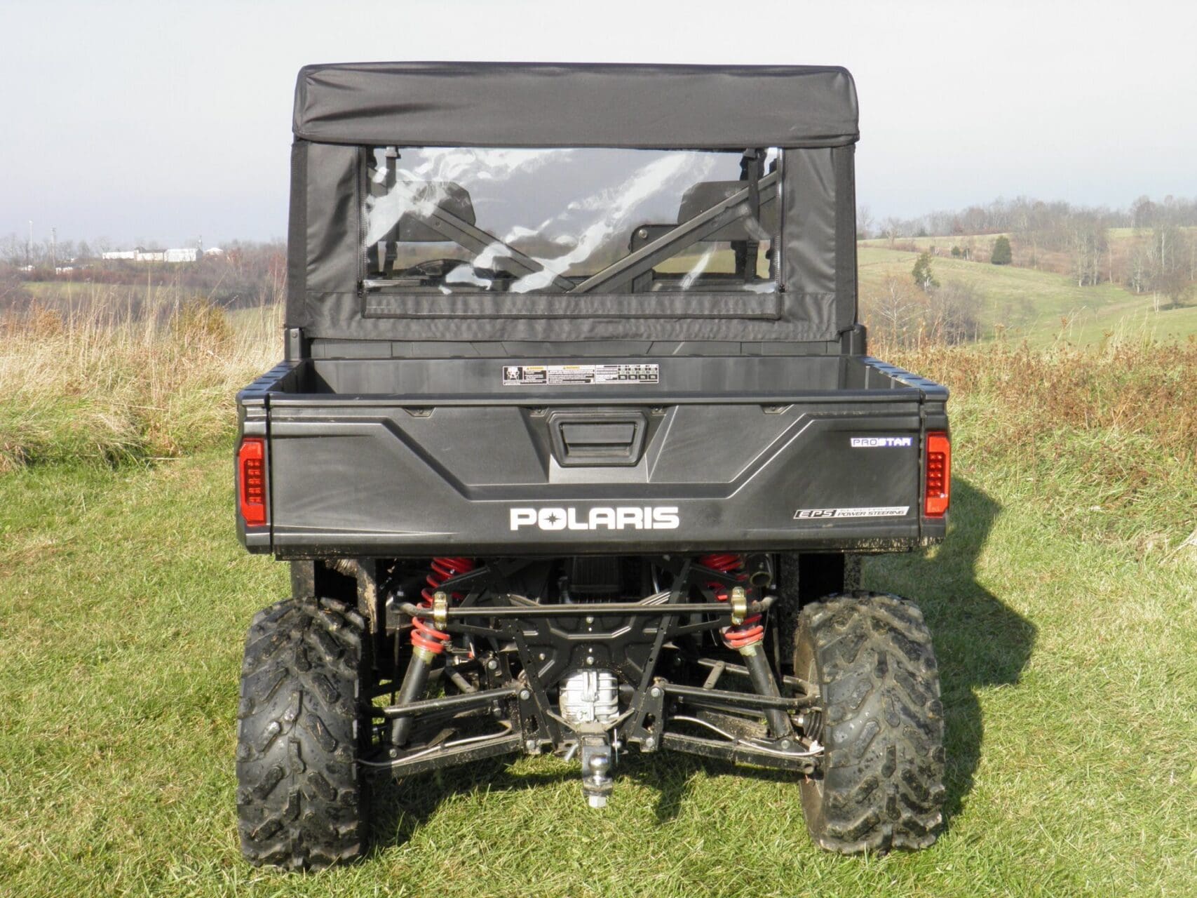Rear view of Polaris off-road utility vehicle
