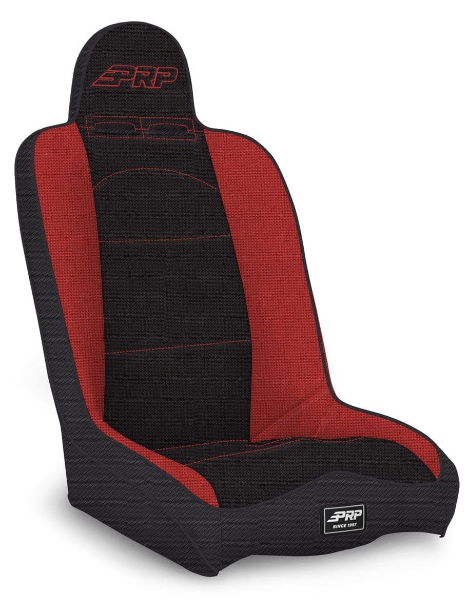 Daily Driver High Back Suspension Seat; Black and Red