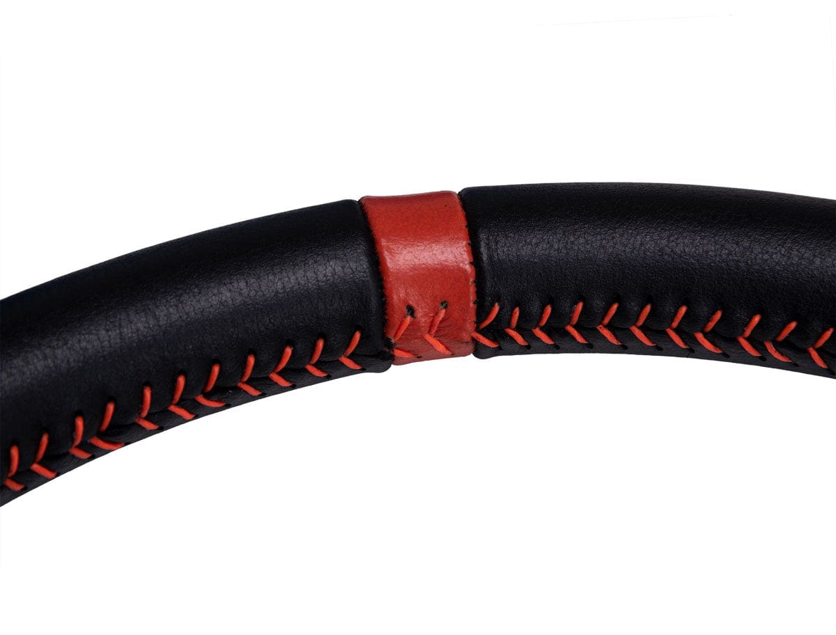 Deep Dish Leather Steering Wheel, Red - Image 2