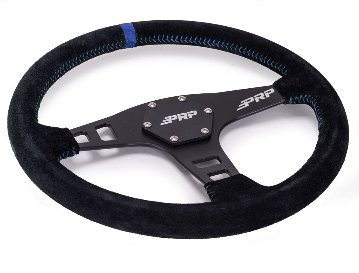 Flat Suede Steering Wheel, Blue - Image 2
