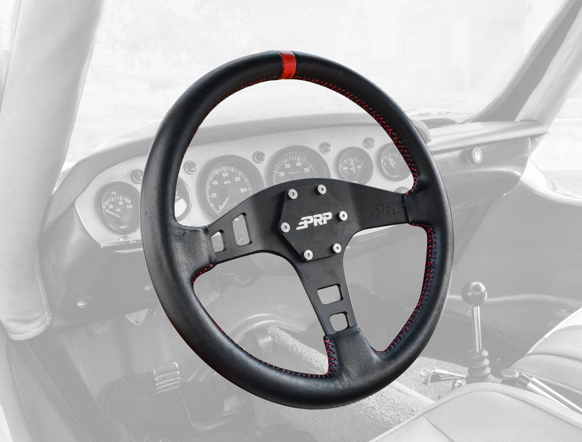 Flat Leather Steering Wheel, Black - Image 2