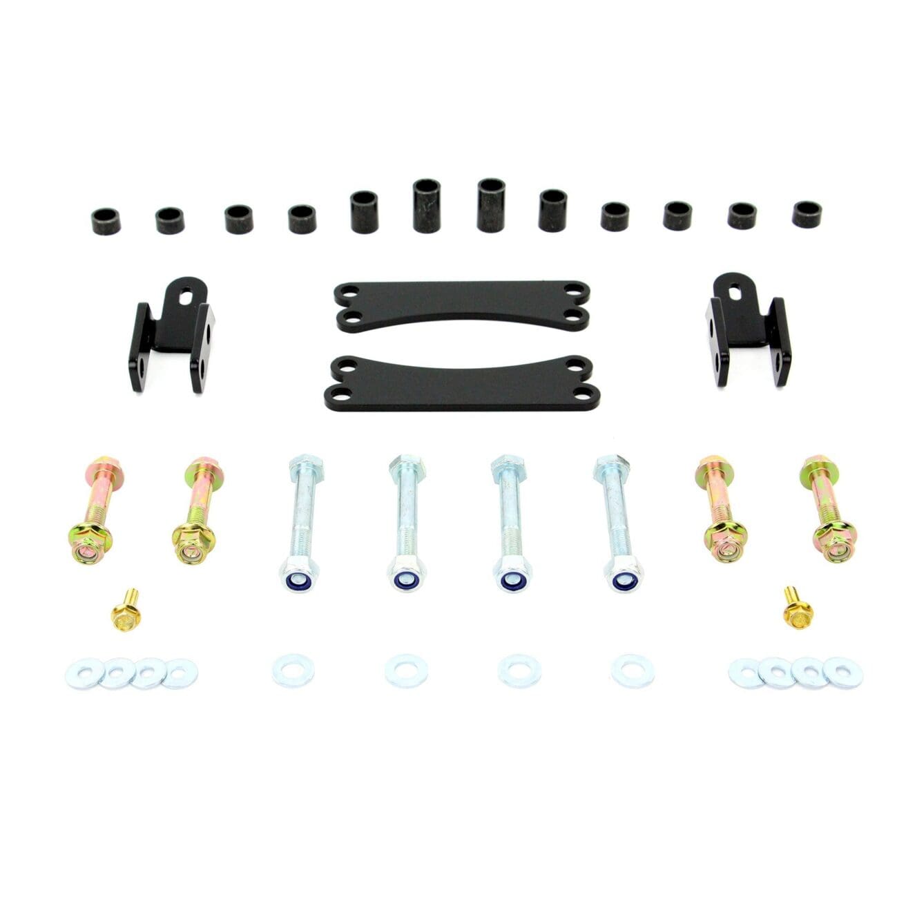 Assorted bolts, washers, brackets, and spacers