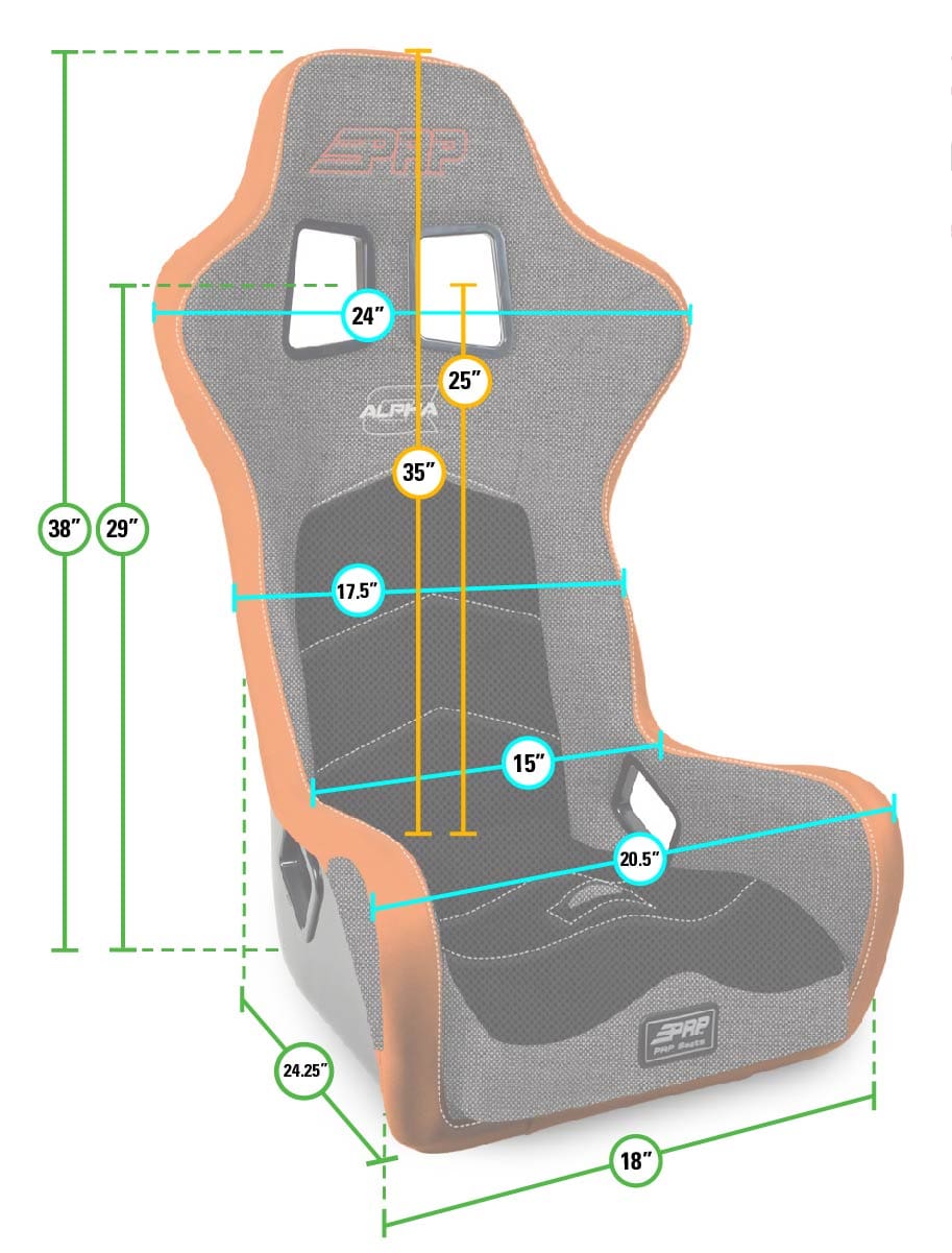 Racing seat dimensions diagram