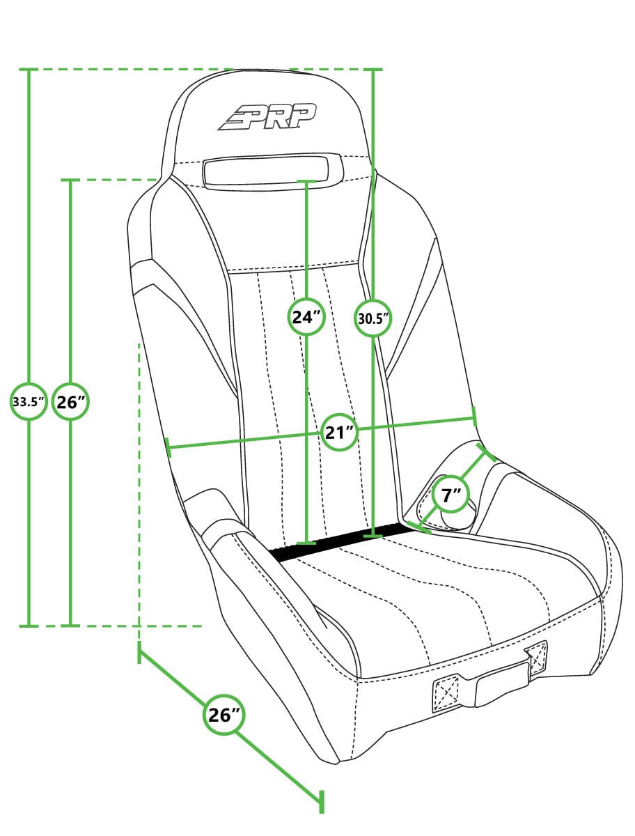 Racing seat dimensions diagram