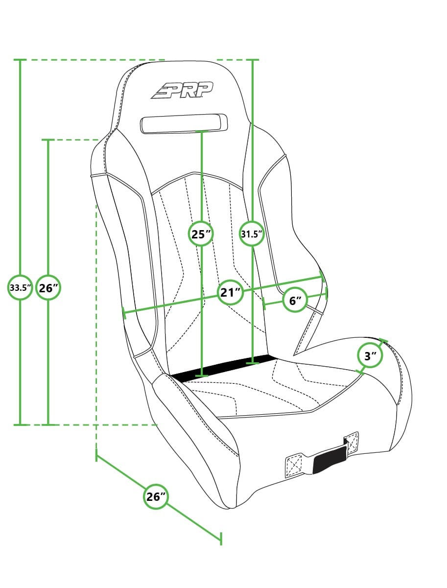 Racing bucket seat measurement diagram