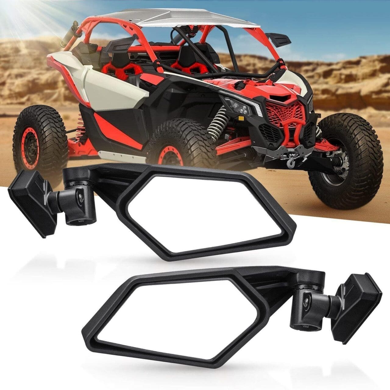 1 Pair Side View Mirrors 360° Adjustment for Can Am Maverick X3 - Image 7