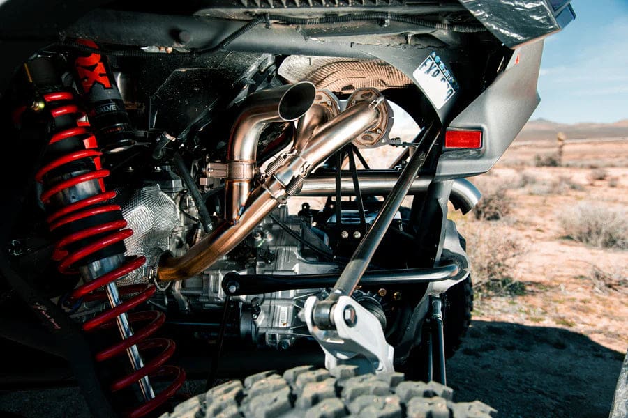 Maverick R Can-Am Maverick R Center Exit Slip-On Exhaust - Brushed Stainless Steel Muffler - Image 2