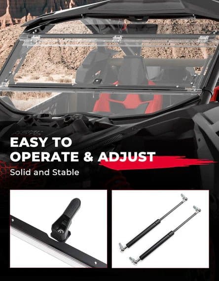 Can-Am Maverick X3 Scratch-Resistant Flip Windshield - Image 6