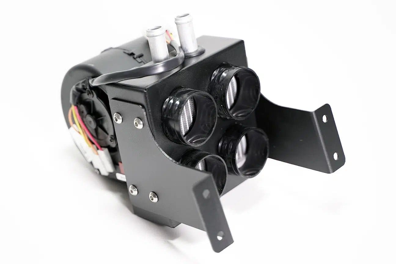Black quad-lens sensor module with mounting brackets