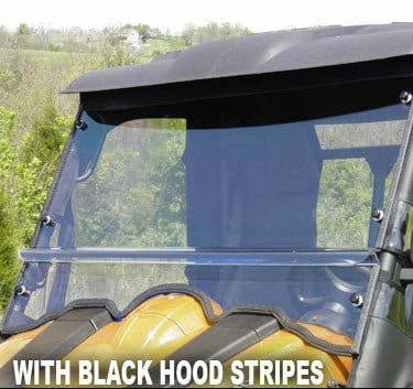 UTV windshield with black hood stripes