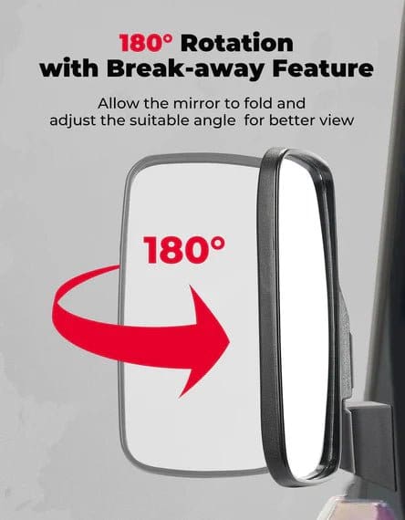 Door Mounted Side View Mirrors for Polaris Ranger/ Commercial Pro XD (1 Pair) - Image 3