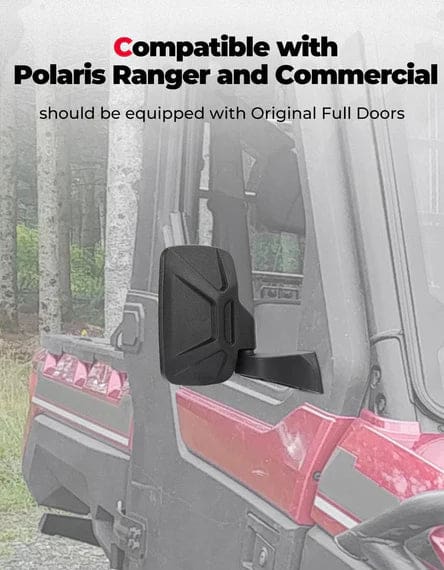 Door Mounted Side View Mirrors for Polaris Ranger/ Commercial Pro XD (1 Pair) - Image 2