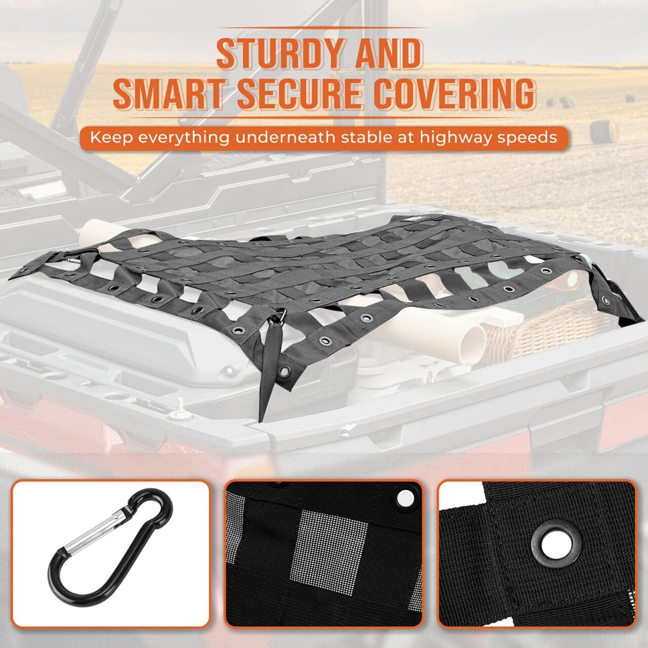 Heavy Duty UTV Bed Cargo Net for Polaris Ranger, Can-Am - Image 3