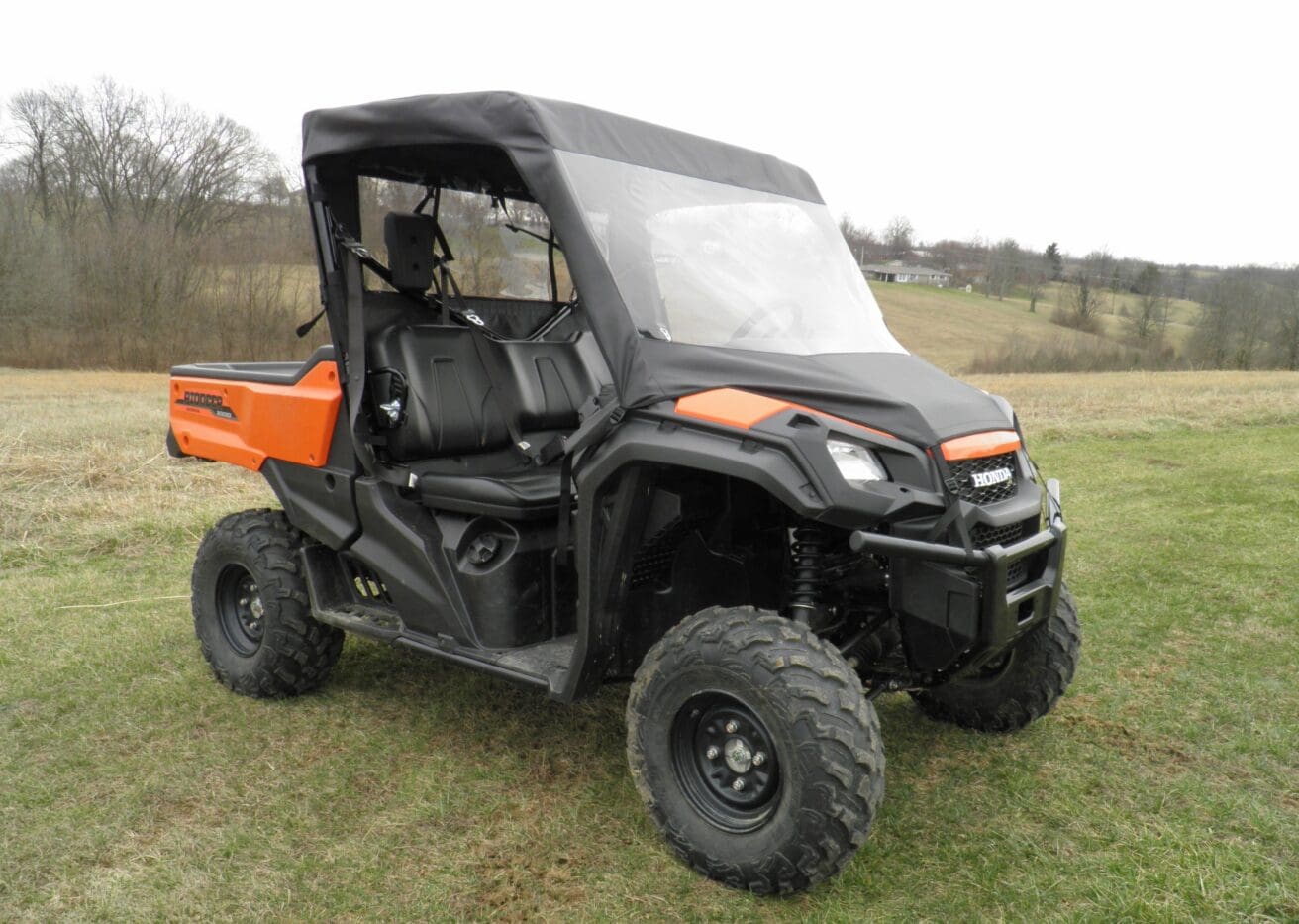 Orange and black off-road utility vehicle