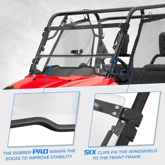 Honda Pioneer 700/700-4 Scratch-Resistant Flip Windshield - Image 5
