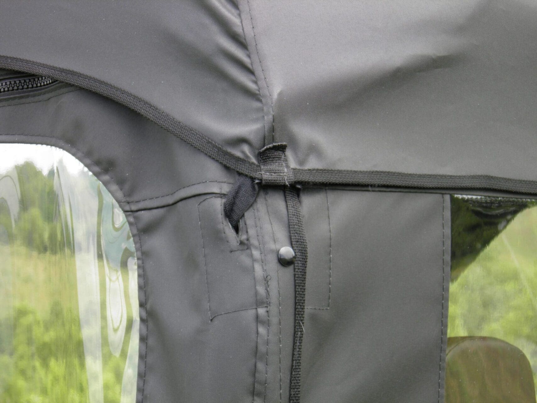 Black fabric zipper and snap on convertible top