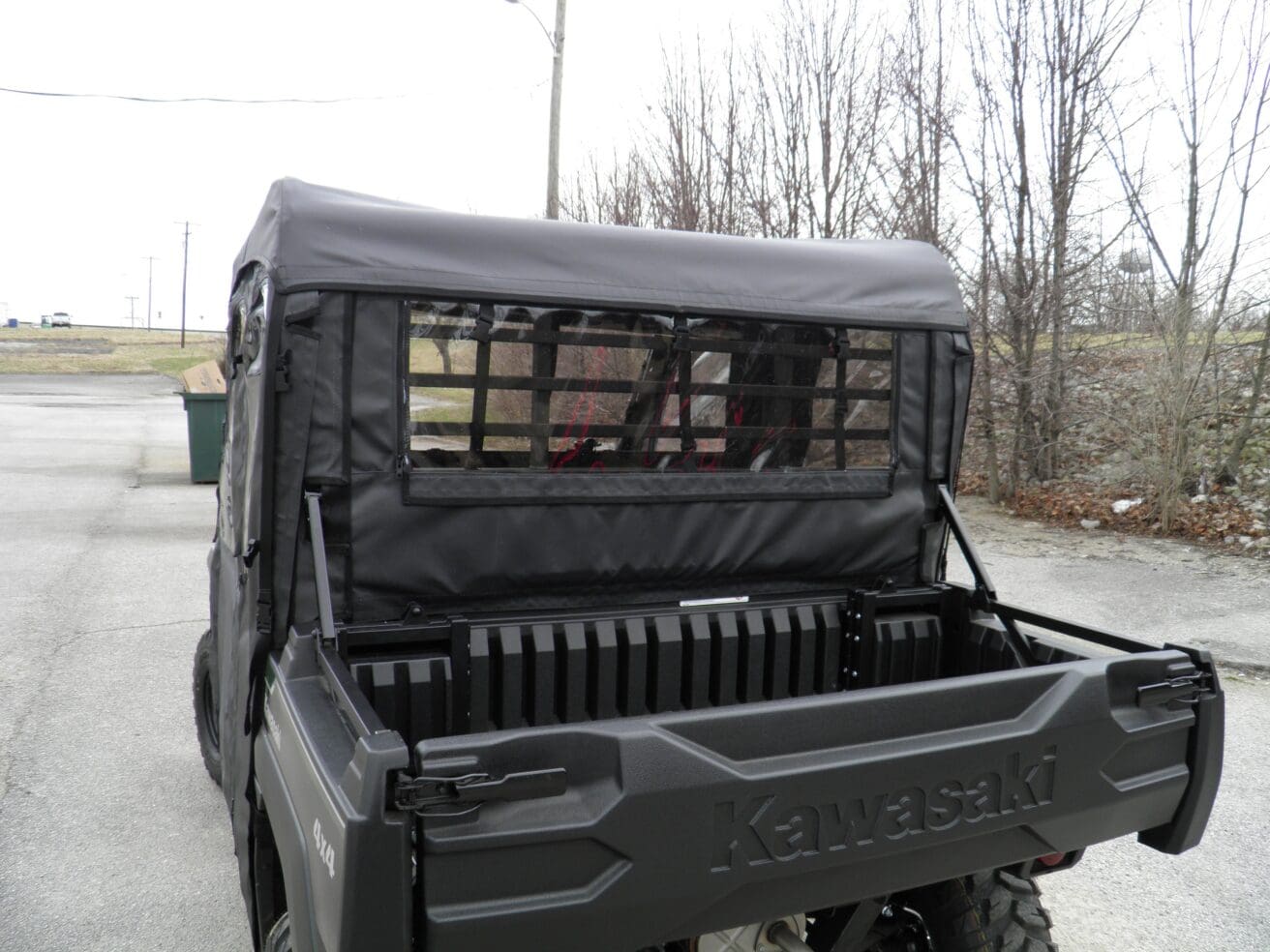 Kawasaki UTV with soft rear canopy