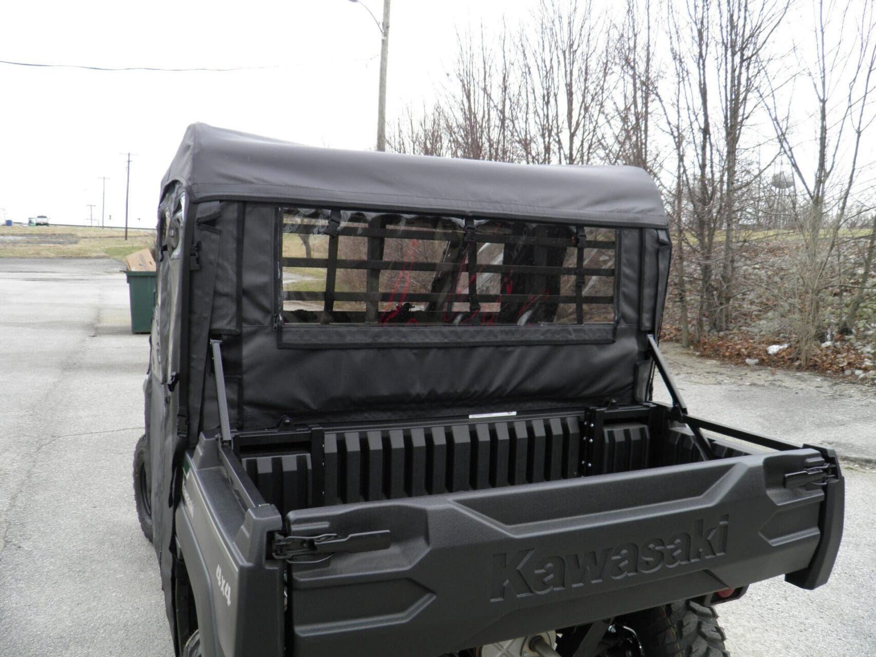 Kawasaki UTV with soft rear canopy