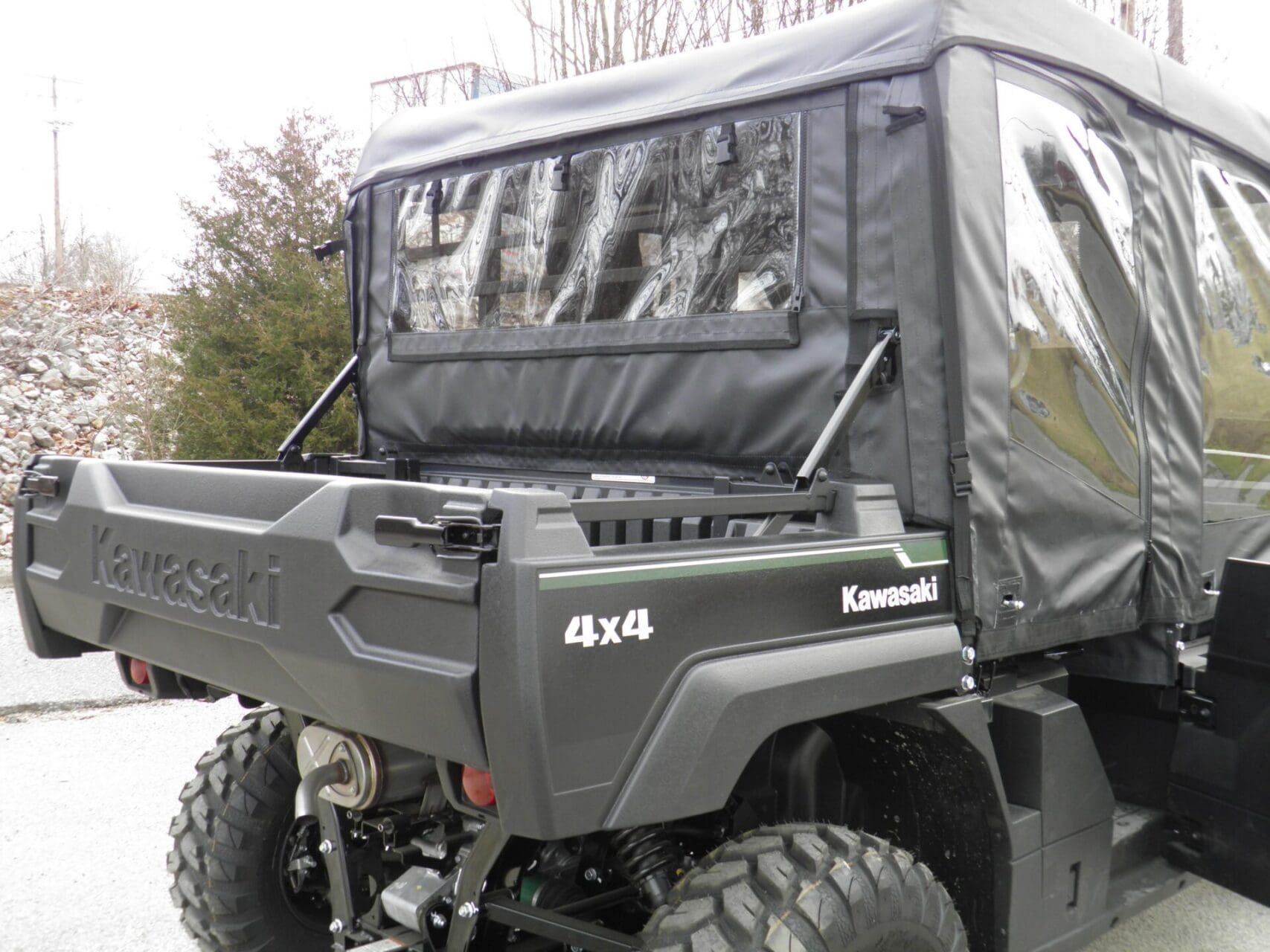 Kawasaki 4x4 utility vehicle with covered cab